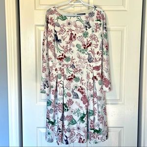 ModCloth Long-sleeved White Forest Creature Dress